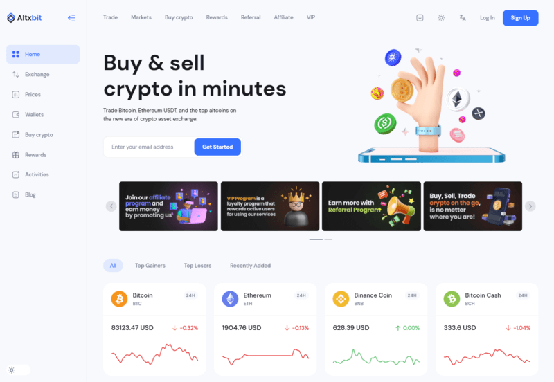Altxbit homepage