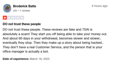 TSAI Exchange trustpilot reviews 3