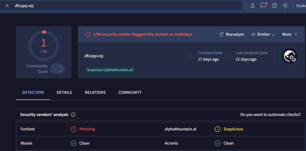 dfcapp.vip scam phishing